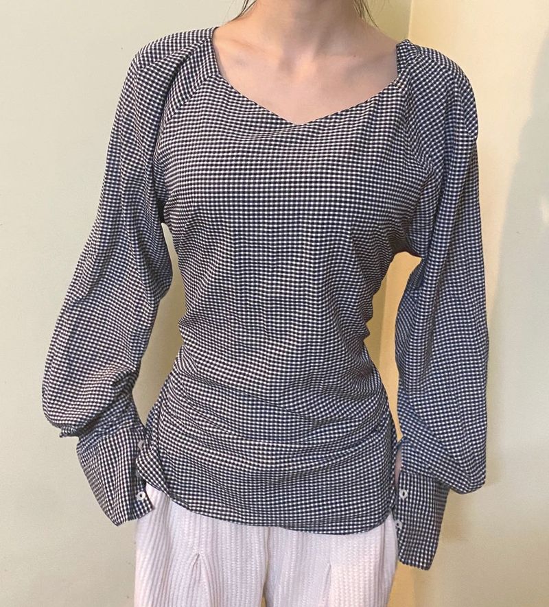 Rare -Gingham Puff Sleeve Top