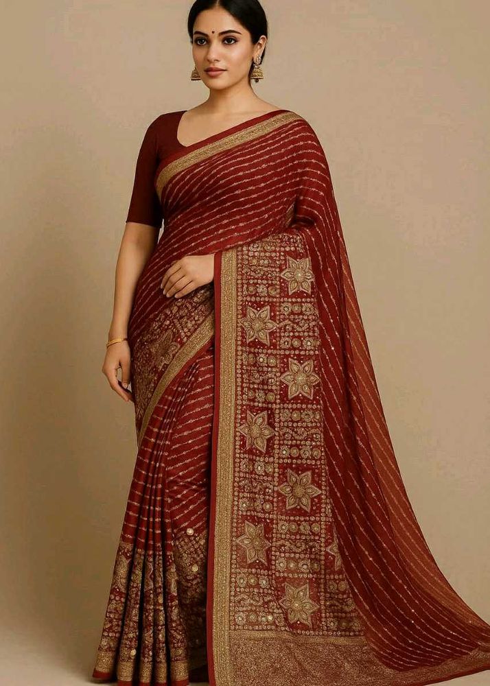 Elegant Maroon Saree