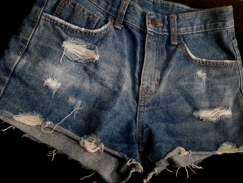 Distressed Denim Shorts