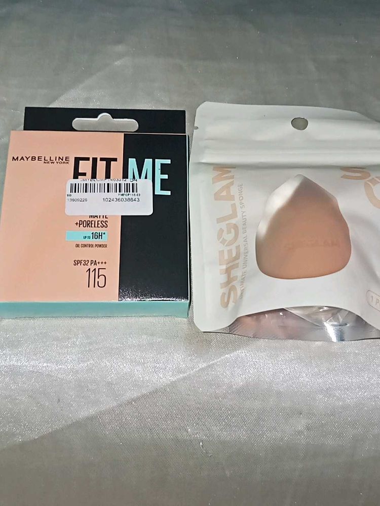 Maybelline Fit Me Powder (115) &amp; Sheglam Sponge