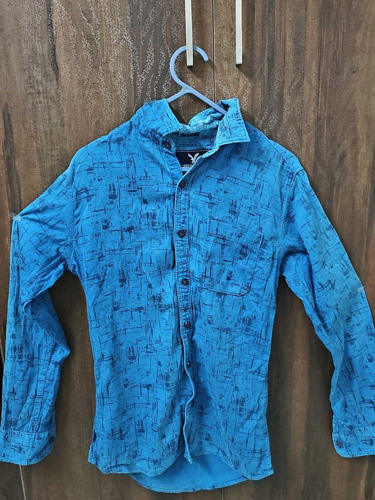 Blue Patterned Casual Shirt