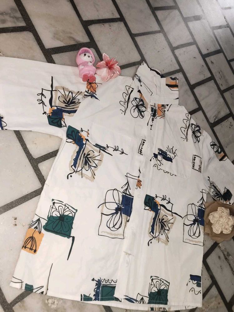 Patterned White Shirt