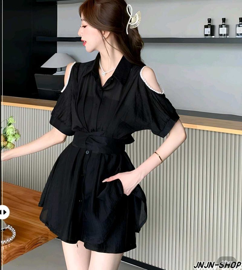 New with tag Pinterest Chic Black Cold Shoulder Dr