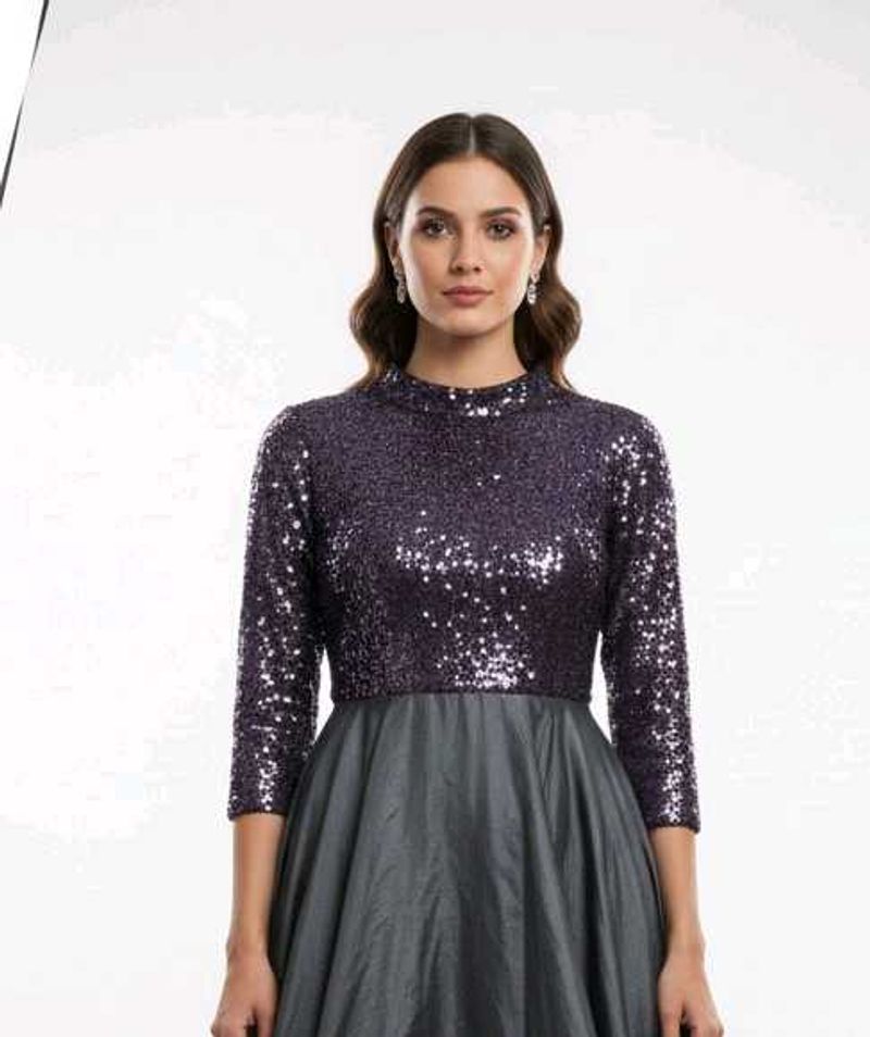 Elegant Sequin &amp; Gray Dress