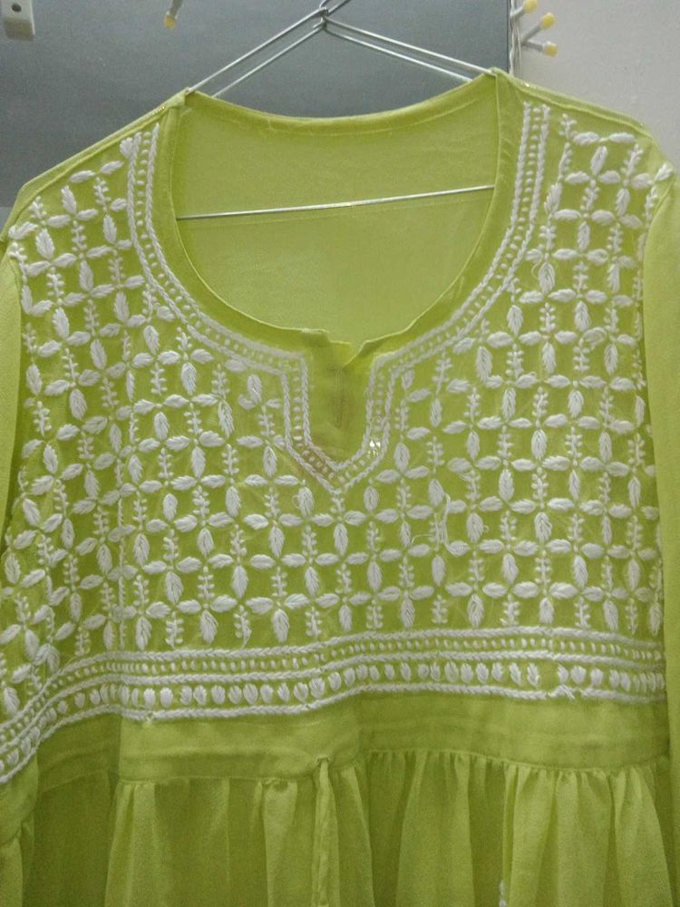 Lime Green Kurta with Inner