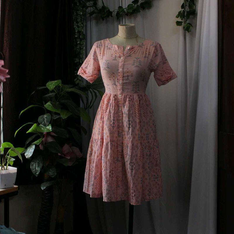 Peach Floral Dress