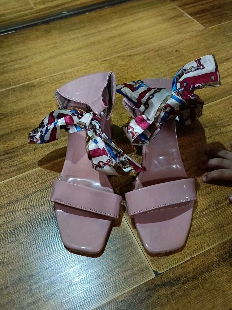 Pink Heels with Scarf Detail