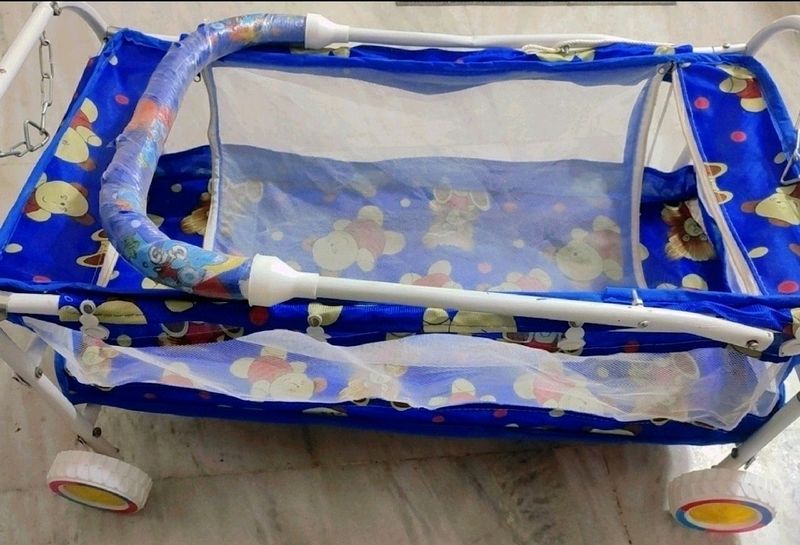 Blue Jhula Cradle For Baby New Born To 8 Month