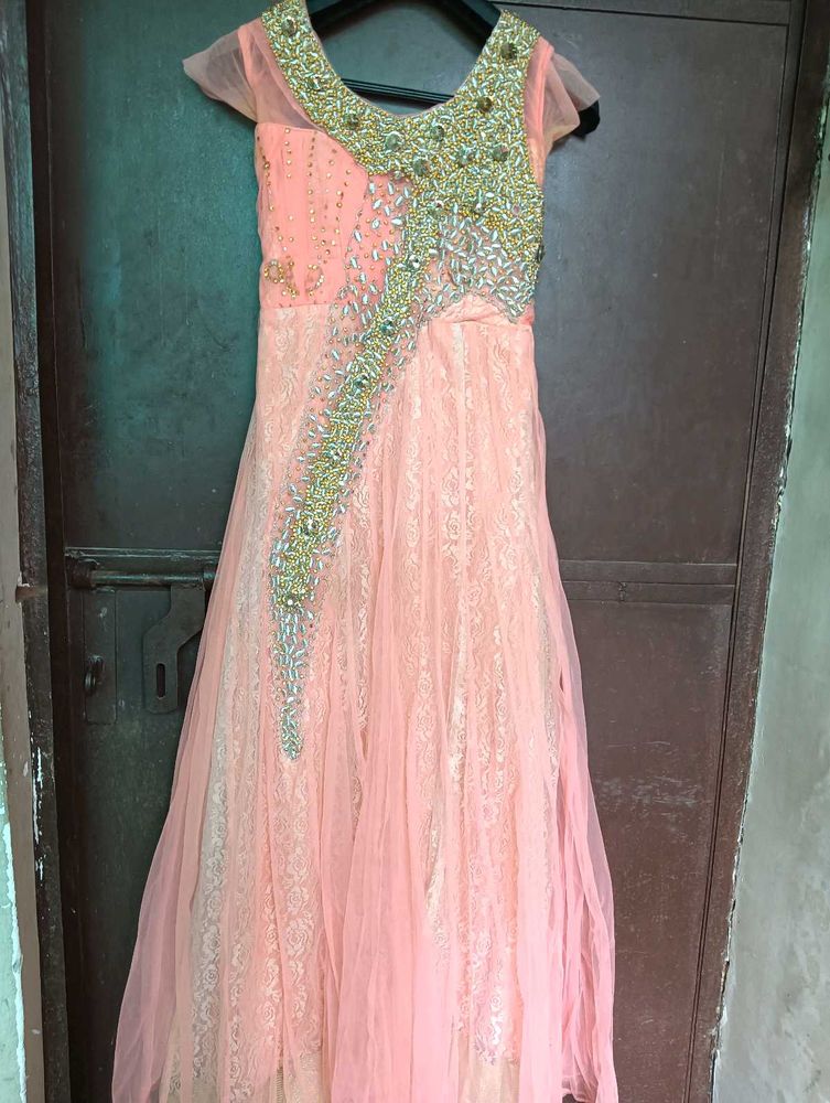 Elegant Peach Anarkali Gown