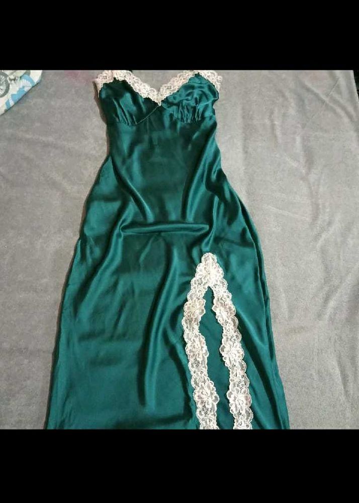 sea Green Lace Trim Slip Dress