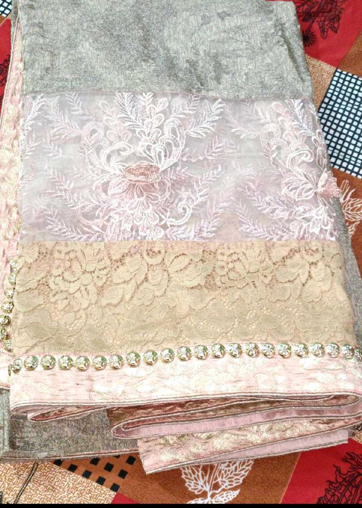 Pink Embroidered Saree