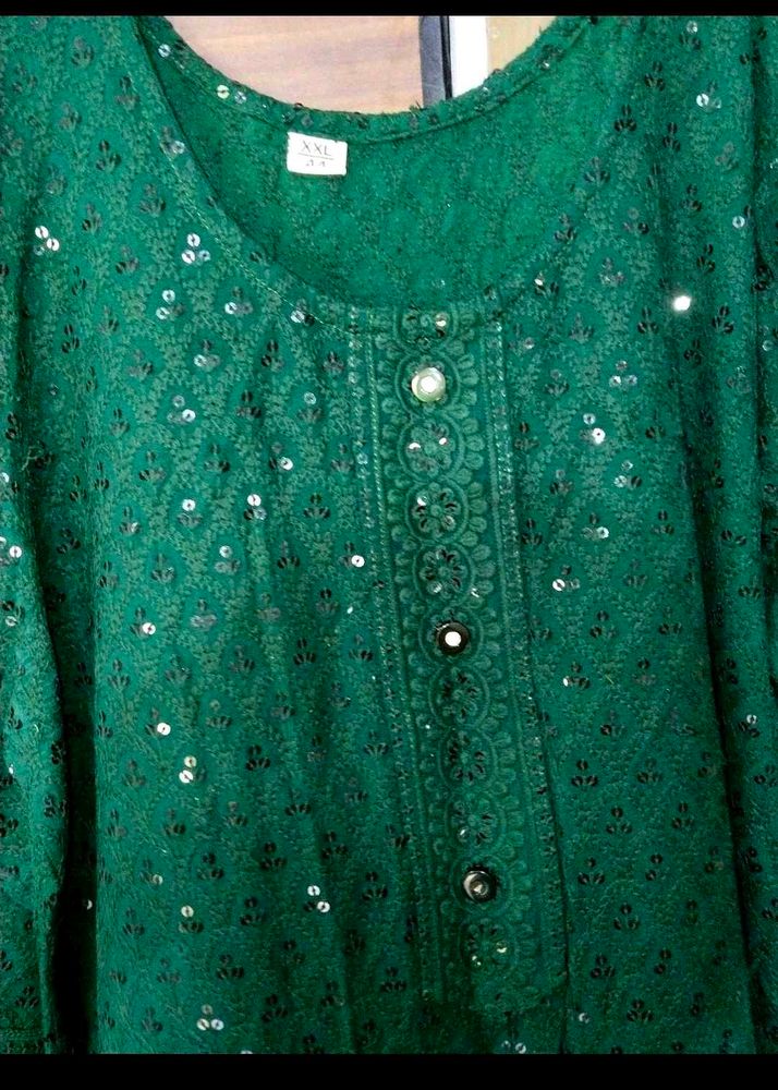Emerald Green Embroidered Kurti