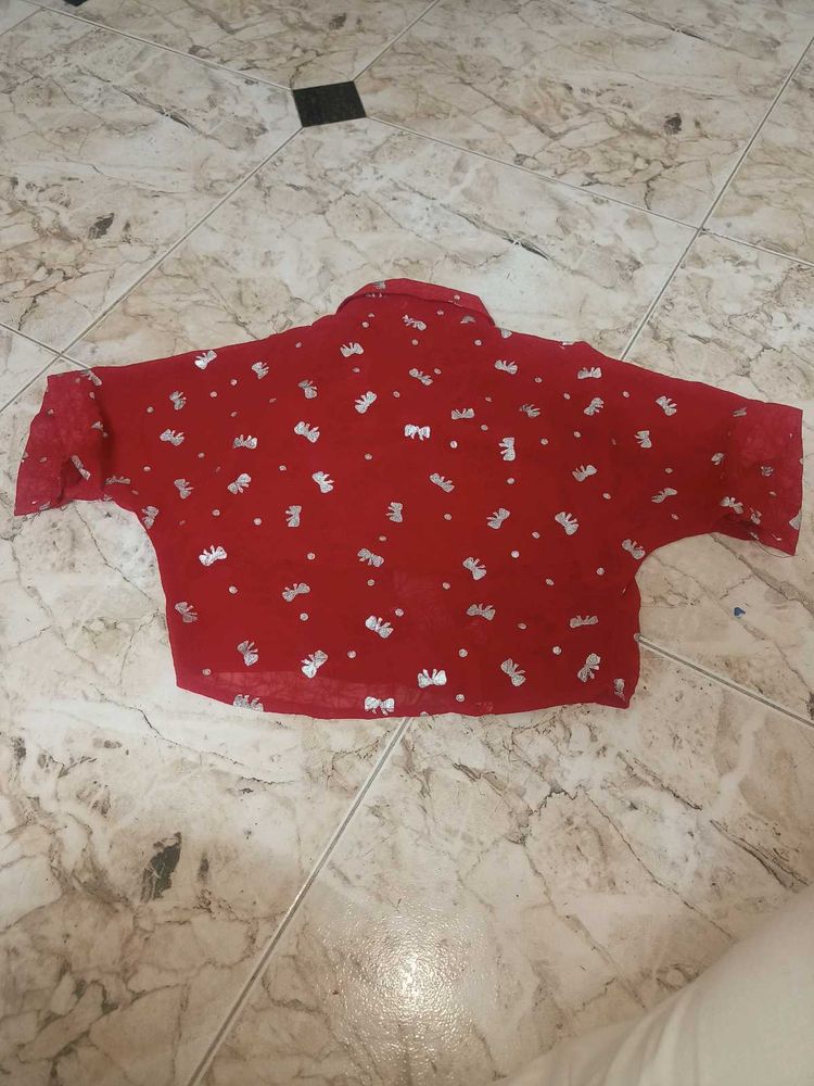 Red  Print Top