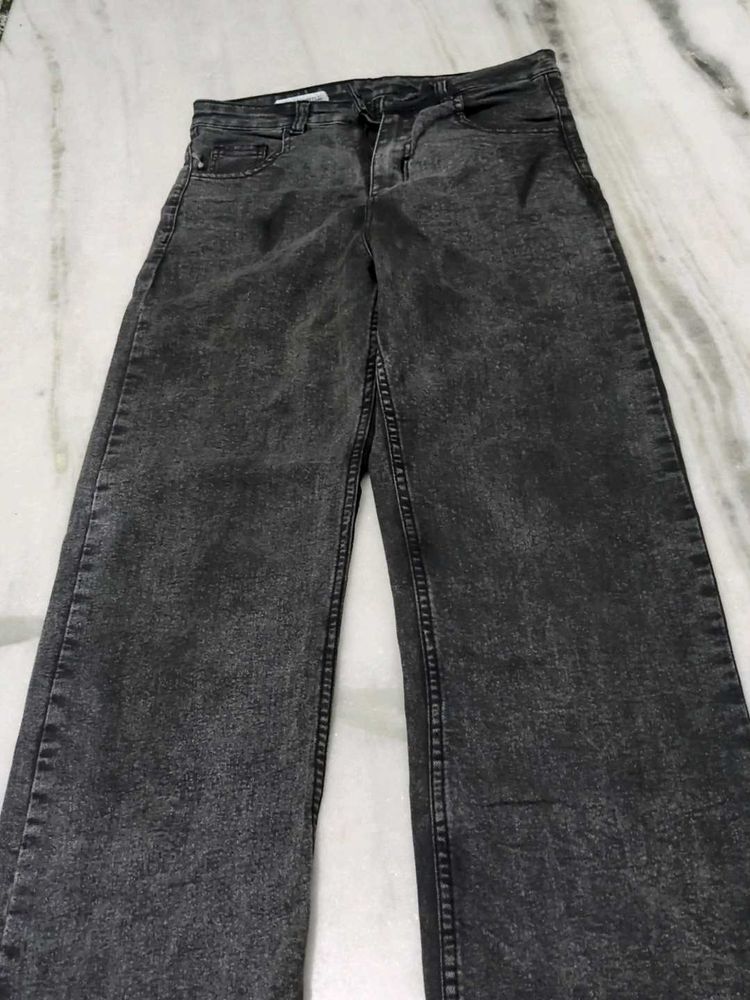 Gray Wide Leg Jeans