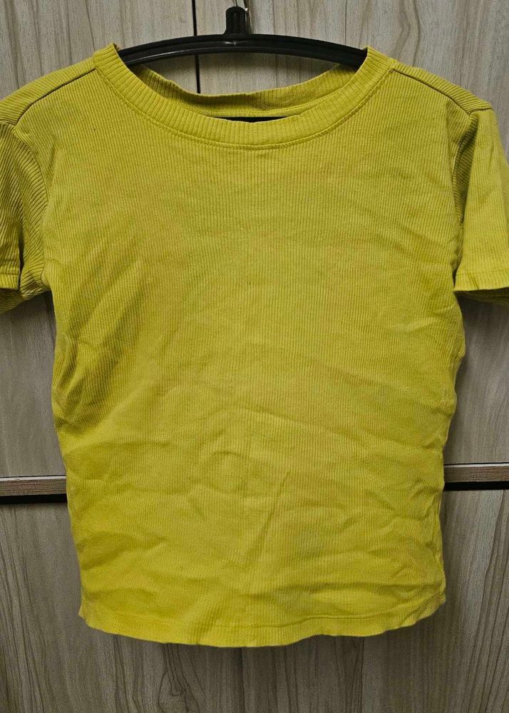 Yellow Ribbed T-Shirt