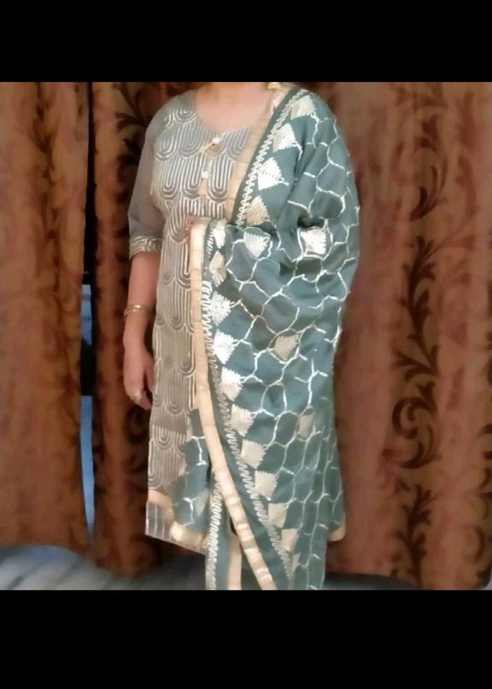 beautifull Kurta Pant Dupptaa Set Stiched