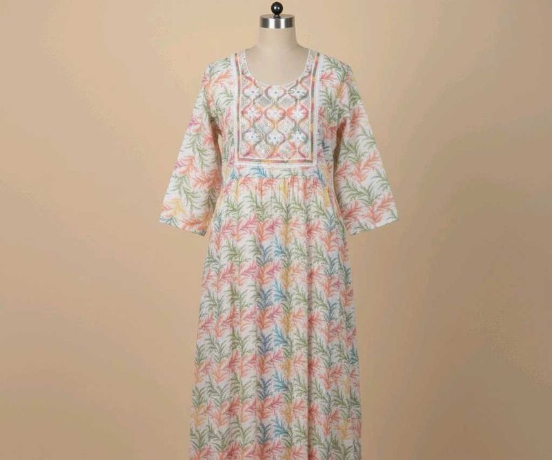 Elegant Floral Print Kurta