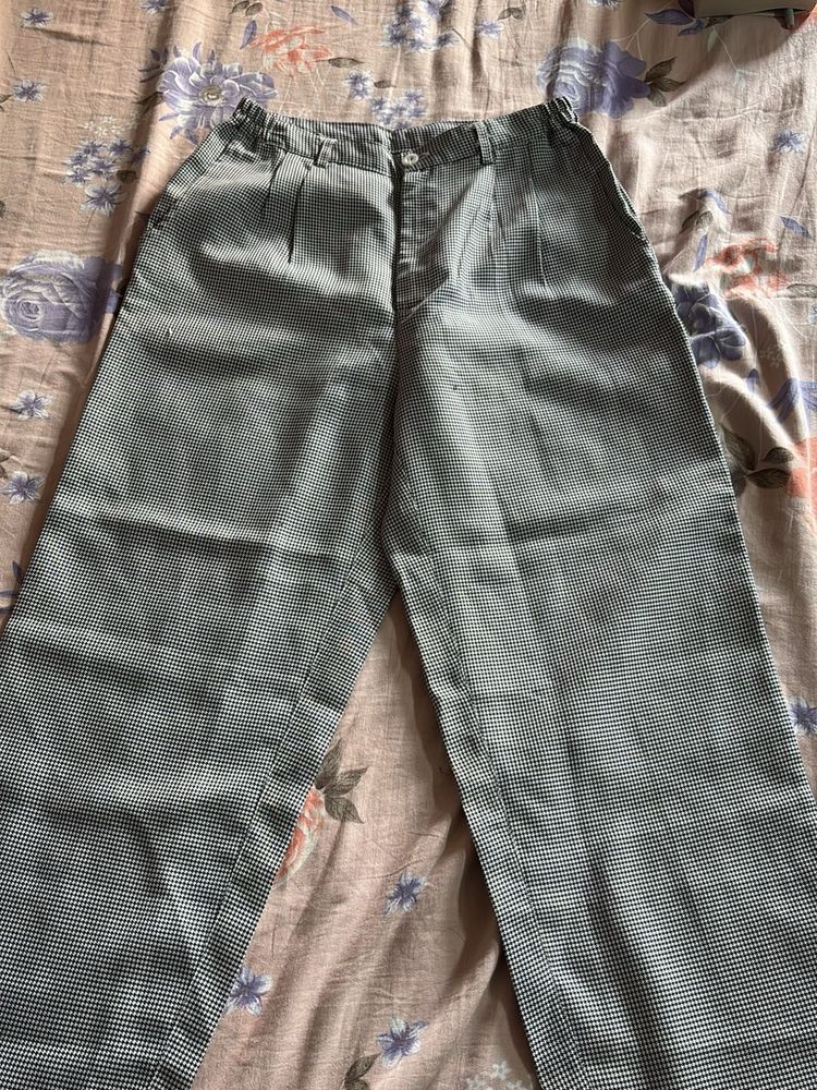 Checkered High-Waisted Trousers