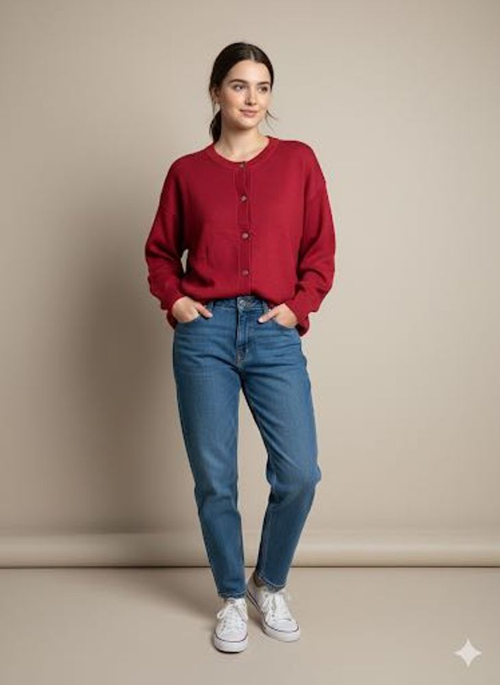 Red Cardigan Sweater