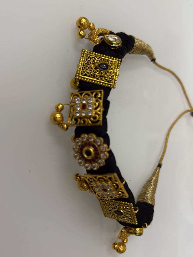 Black &amp; Gold-tone Handmade Bracelet