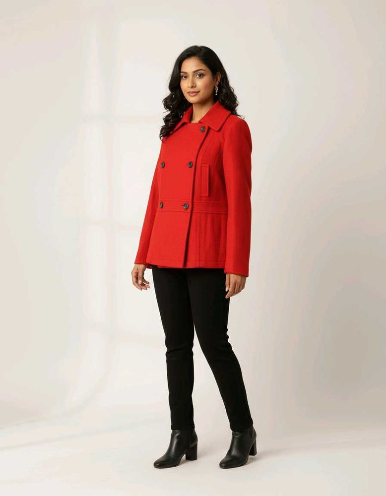 Red Pea Coat - Stylish Outerwear