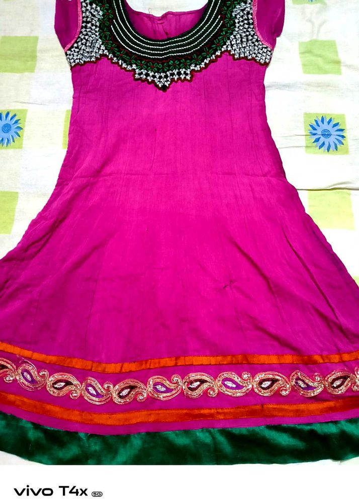 Pink Embroidered Kurta