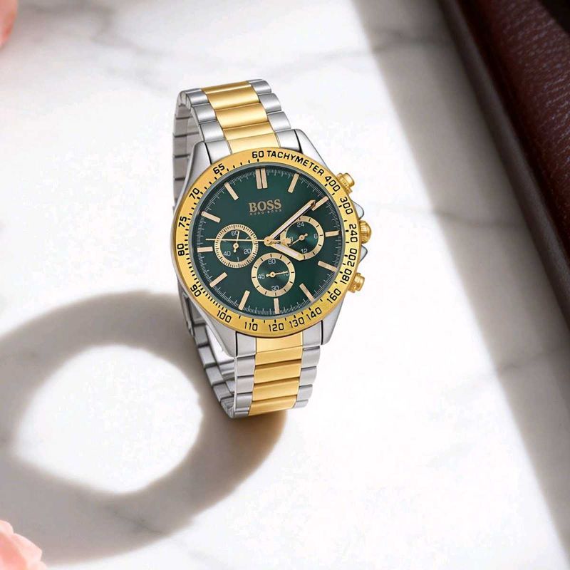 BOSS Green Dial Watch chrono working