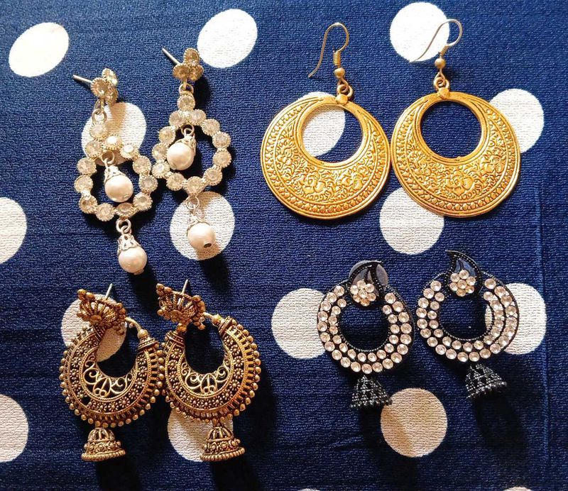 Earrings - Assorted Styles combo of 4 pair