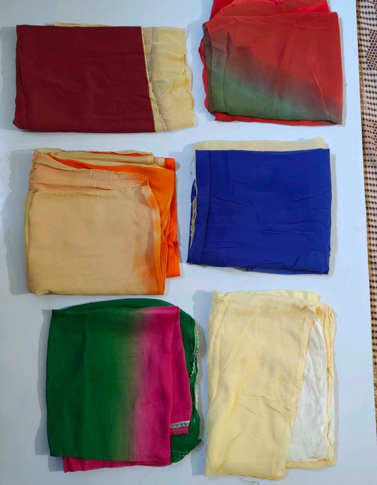 Double Coloured 6 Peace Set Dupatta