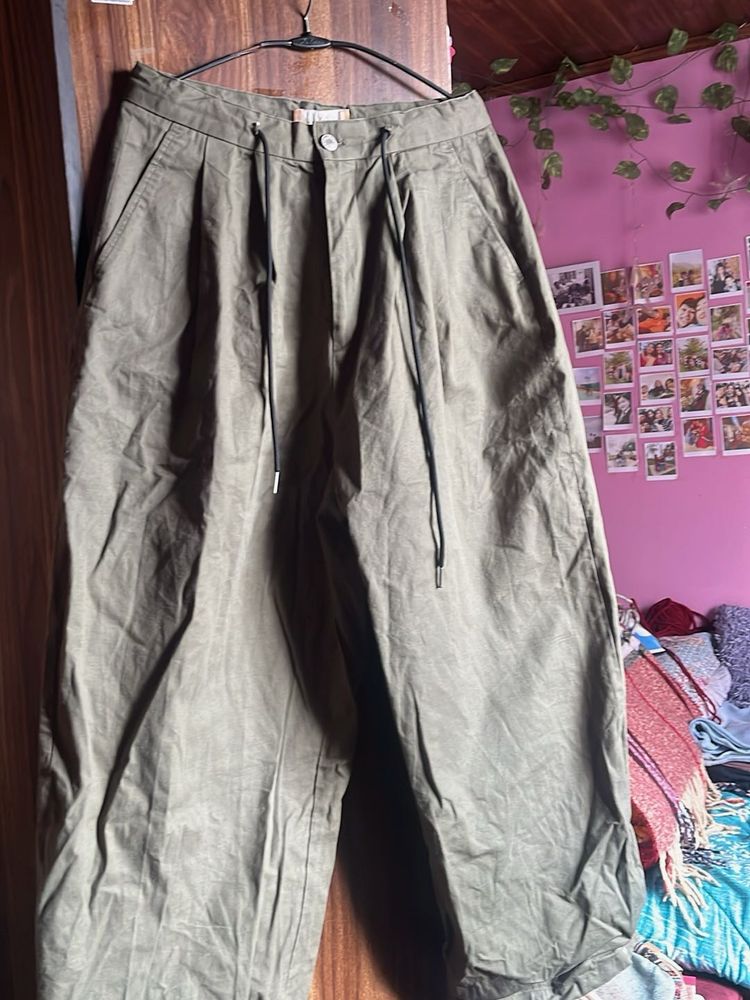 Olive Green baggy streetwear Pants