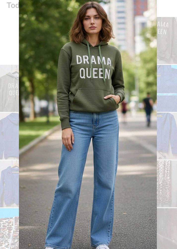 Drama Queen Olive Green Hoodie
