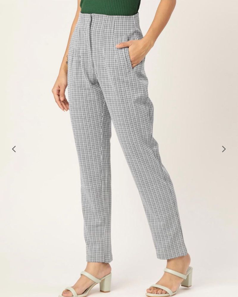 Zara Dupe Black &amp; White Checked Formal Trouser
