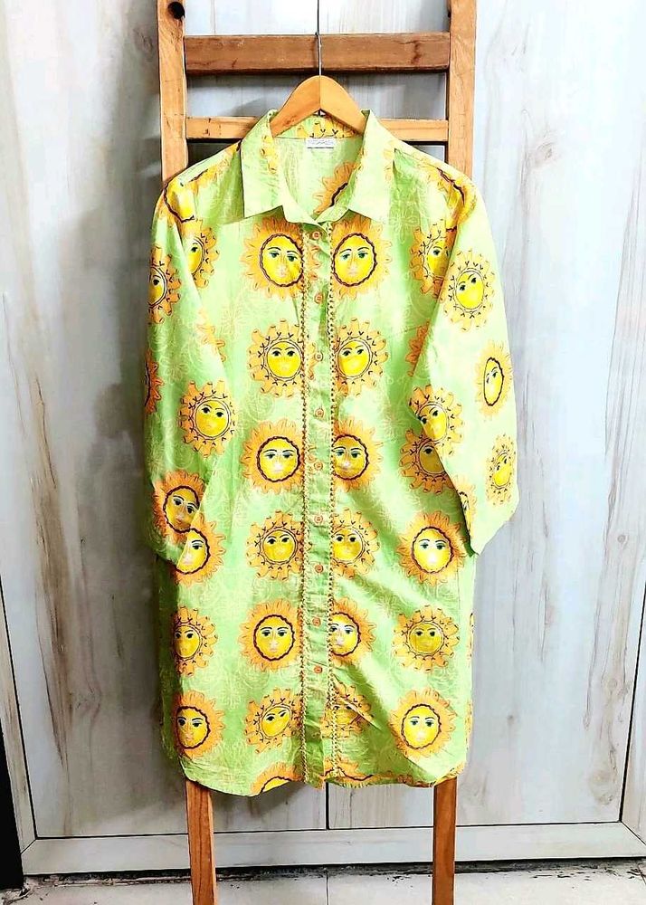 Funky Sun Print Shirt Dress Size-42-44