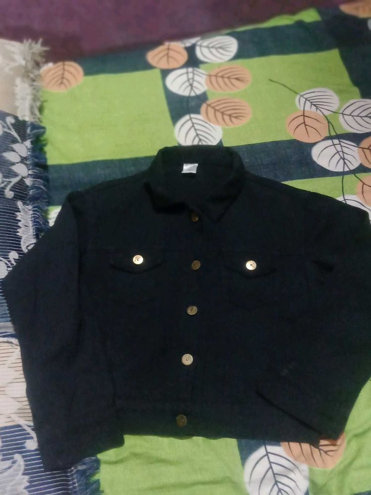 Black Cropped Denim Jacket