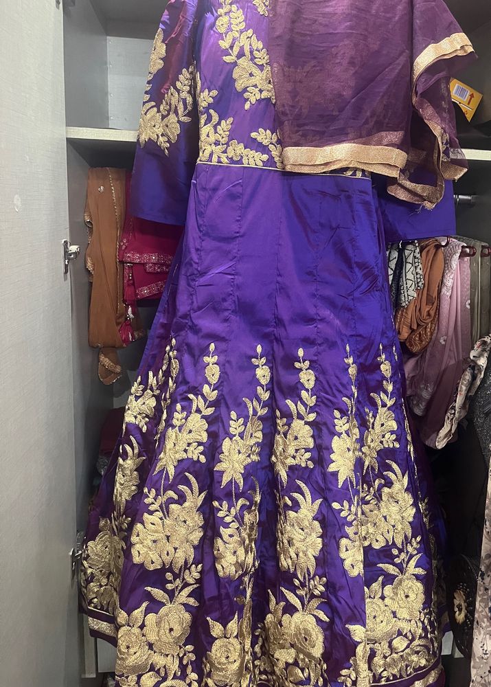 Purple and Gold Lengha Eid Dress