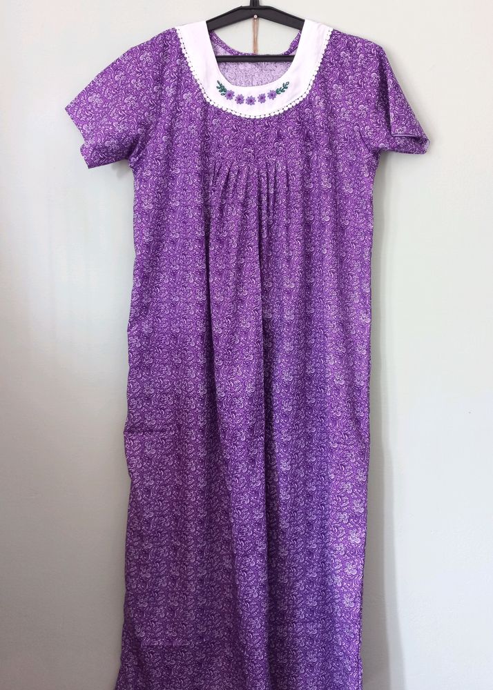 Hand Embroidery Cotton Nighty