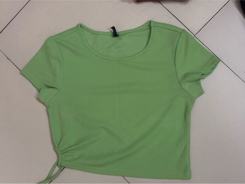 Lime Green Ruched T-Shirt