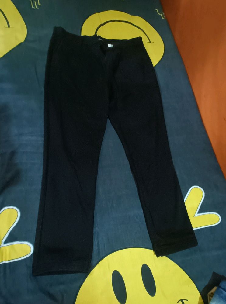 Zudio Men Formal/Casual Pant, Black, Cotton, Solid Fitting.