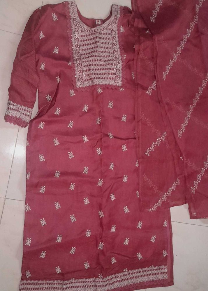 Onion Peel Color Kota Kurthi With Duppatta