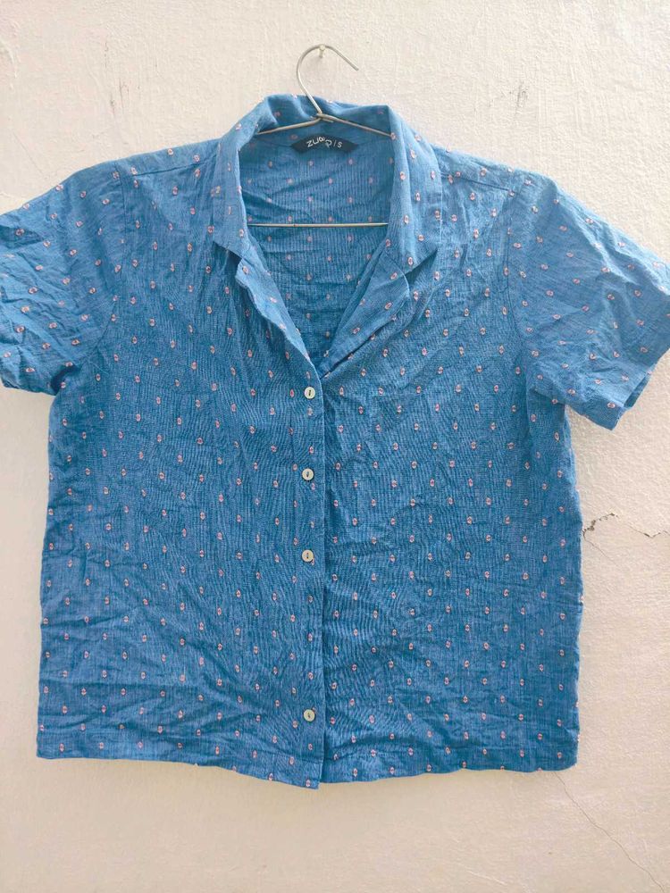 ✨ Stylish Blue Printed Shirt – Size S ✨