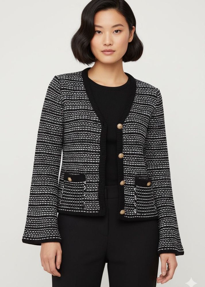 Tweed Style Knit Jacket