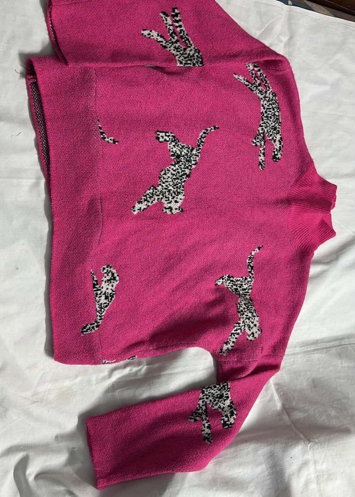 Funky Pink Animal Print Sweater