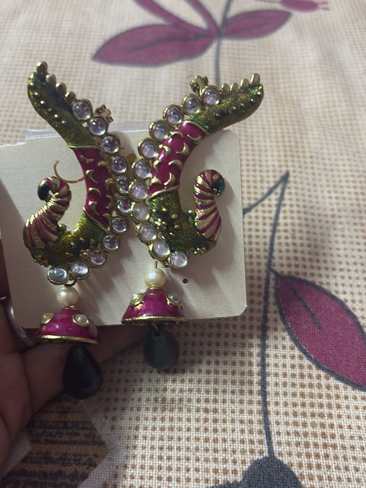 Peacock Jhumka Earrings
