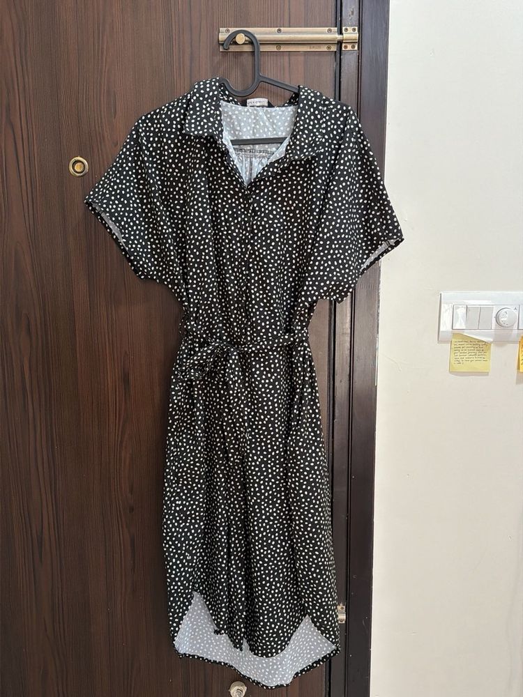 Polka Dot Tie-up Shirt Dress