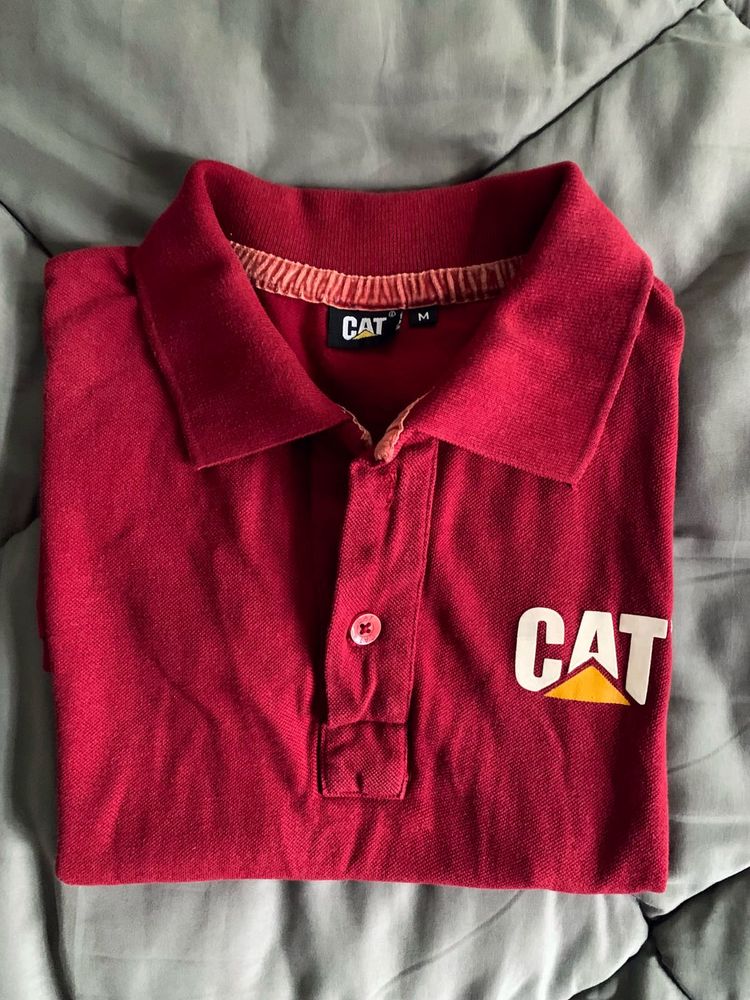 CAT Burgundy Polo Shirt - Size M