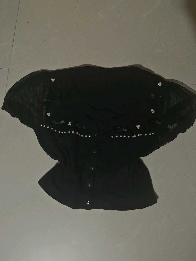 Black net top
