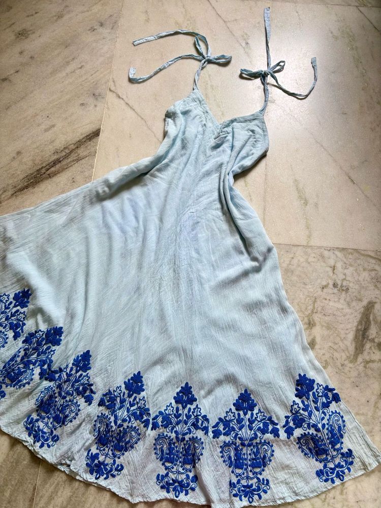Blue Embroidered Sundress