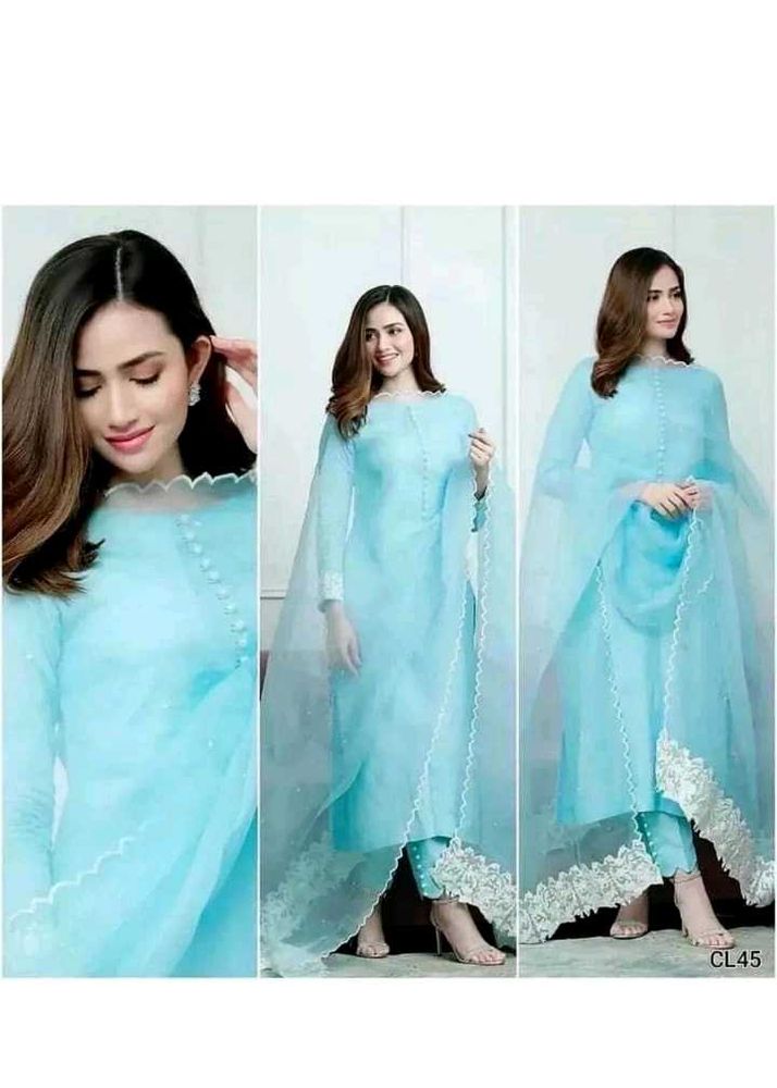 Elegant Sky Blue Kurta 3psc Set