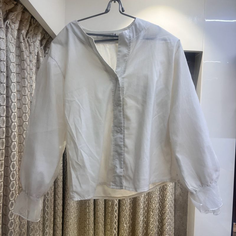White Shirt With Puff Sleeves