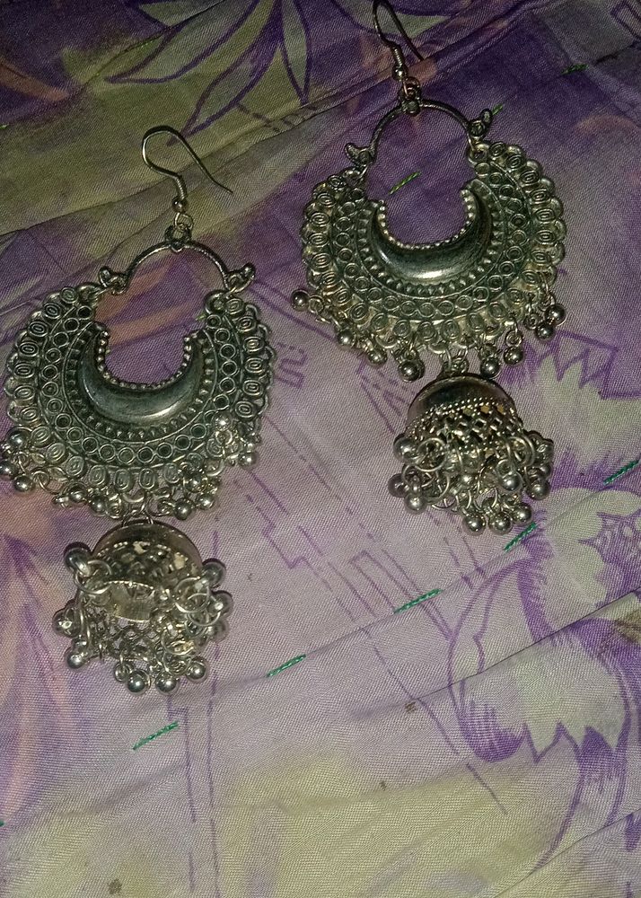 Silver Jhumka Earrings